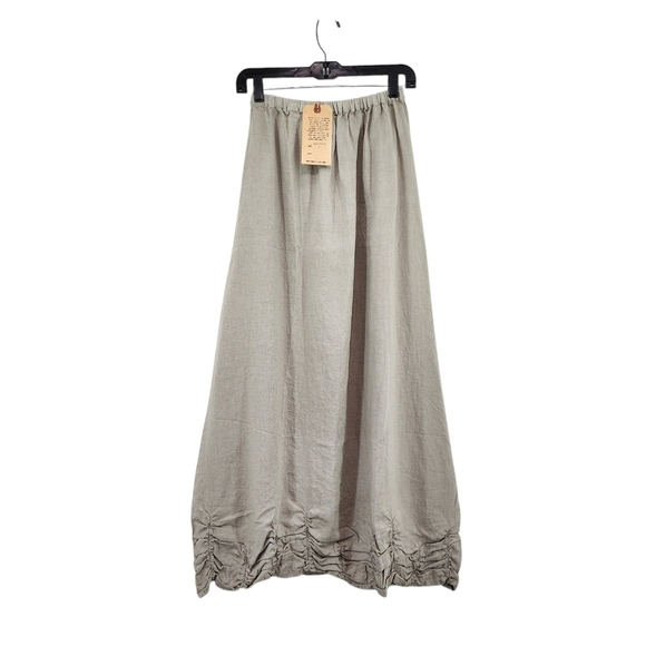 Homefrocks Women's Vintage 100% Linen Ruched Maxi Skirt Lagenlook- S - Picture 1 of 7